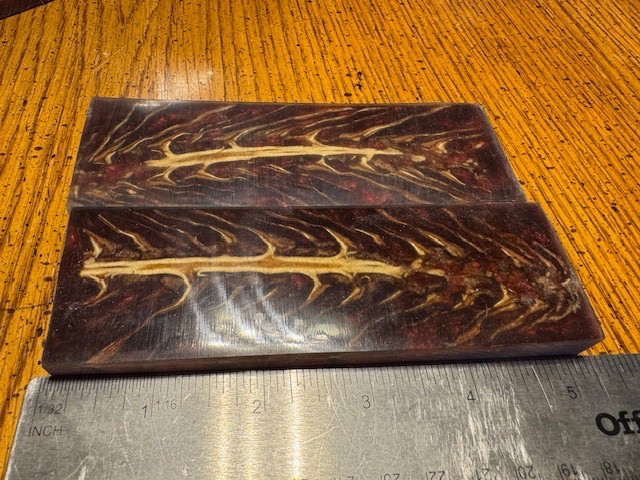Pair of Beautiful deep Maroon leaf pattern Resin Knife Handle Blank Scale