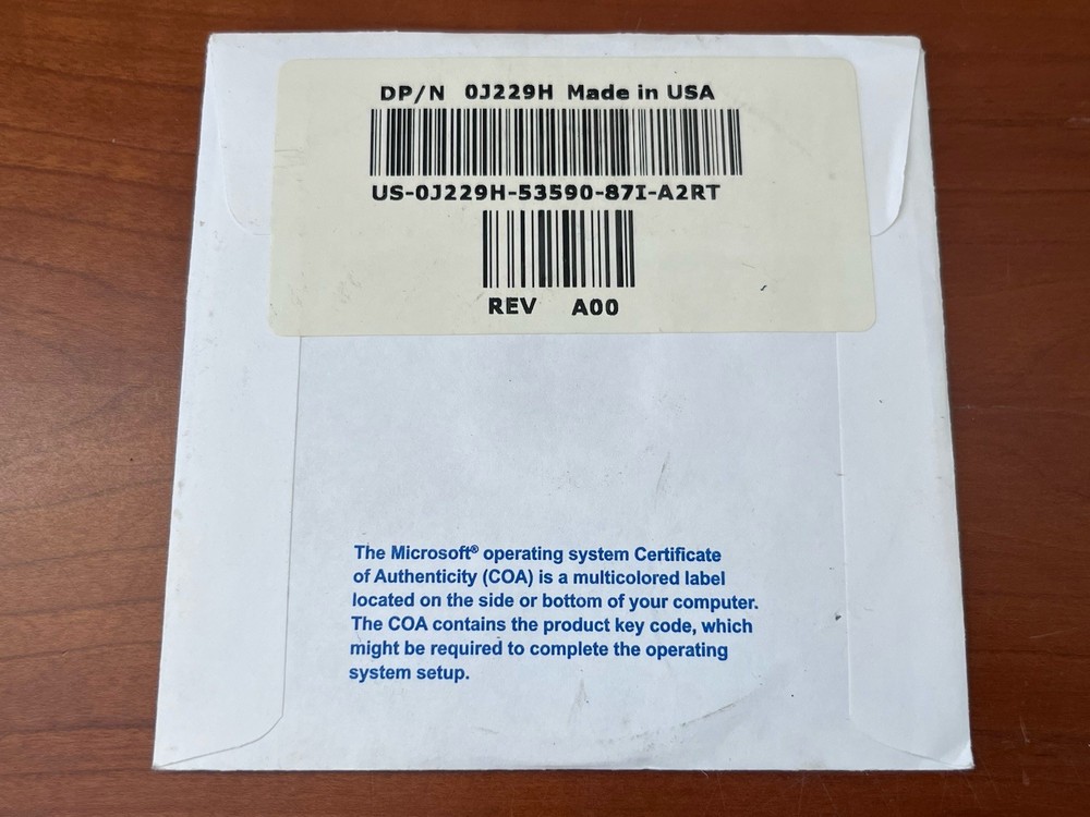 Dell Operating System Microsoft Window Vista Business 32BIt SP1 CD