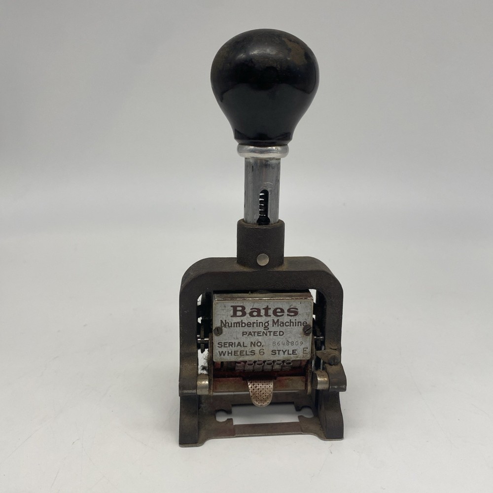 Bates Multiple Movement Six Wheel Numbering Machine Type-E Re-Inkable