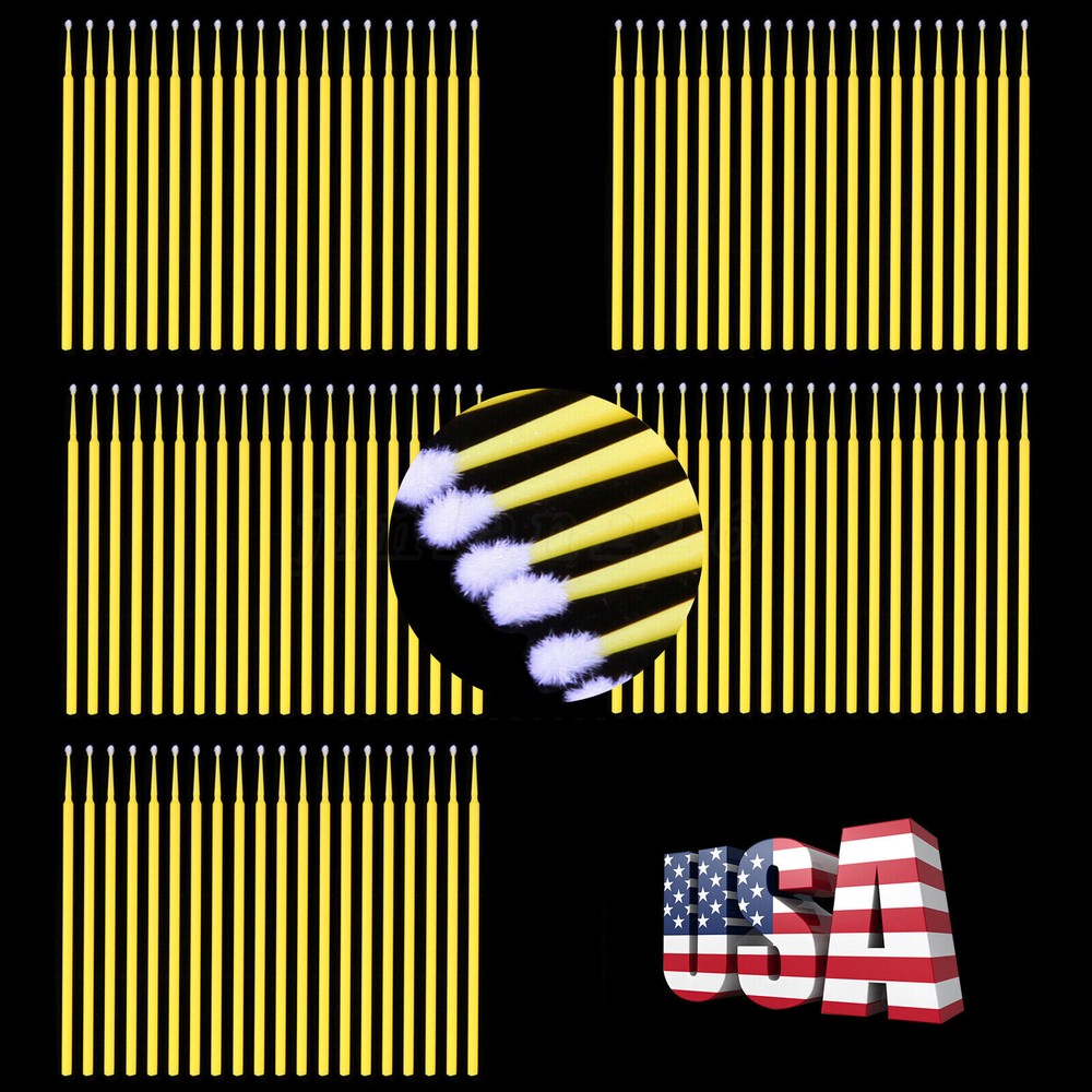 100 Microbrush Micro Brush Applicator Tips Regular Yellow 2.0 mm