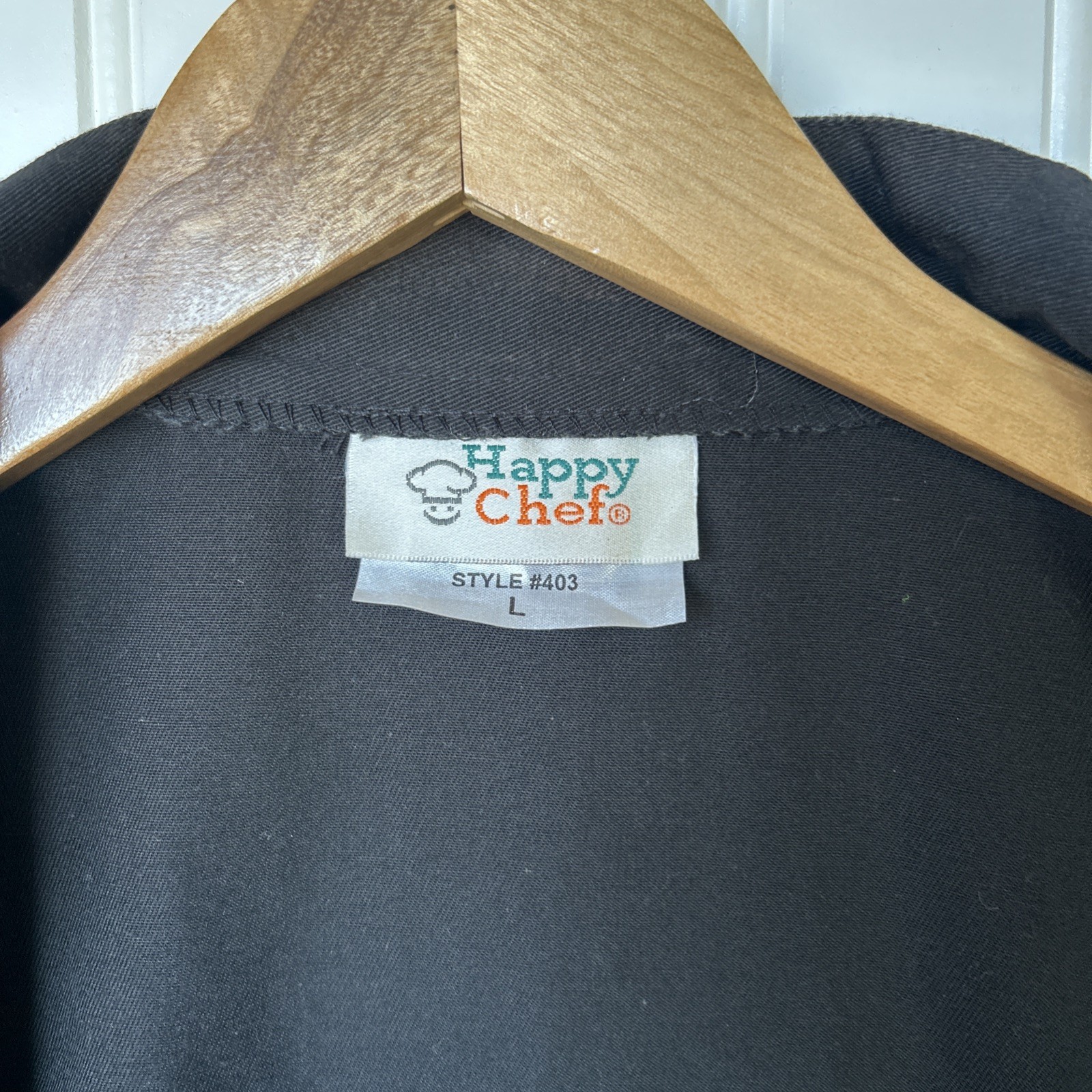 Happy Chef Men's Chef Coat Black Button-Down Long Sleeve L