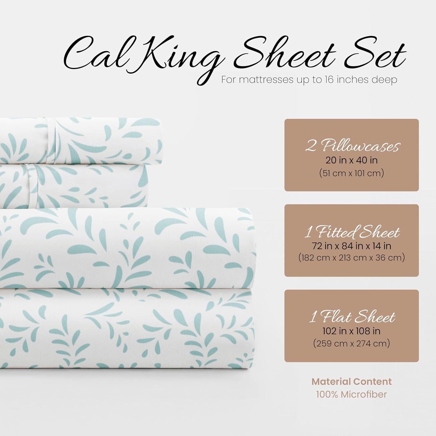 Double-Brushed Patterned Microfiber California King Sheet Set 4