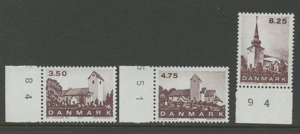 DENMARK 924-26, 1990 CHURCHES, MNH (DE3637)