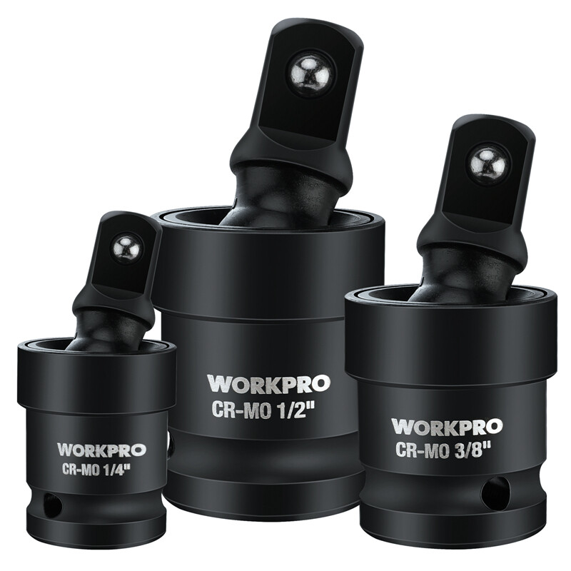 WORKPRO Impact Universal Joint Sets 3PCS 1/2" 3/8" 1/4" Dr Swivel Socket Adapter