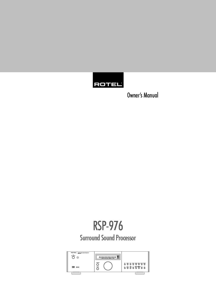 Rotel RSP-976 Surround Processor Owners Manual