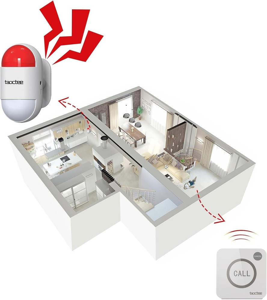 Panic Button Alarm for House Remote Control Strobe Siren System Sound...