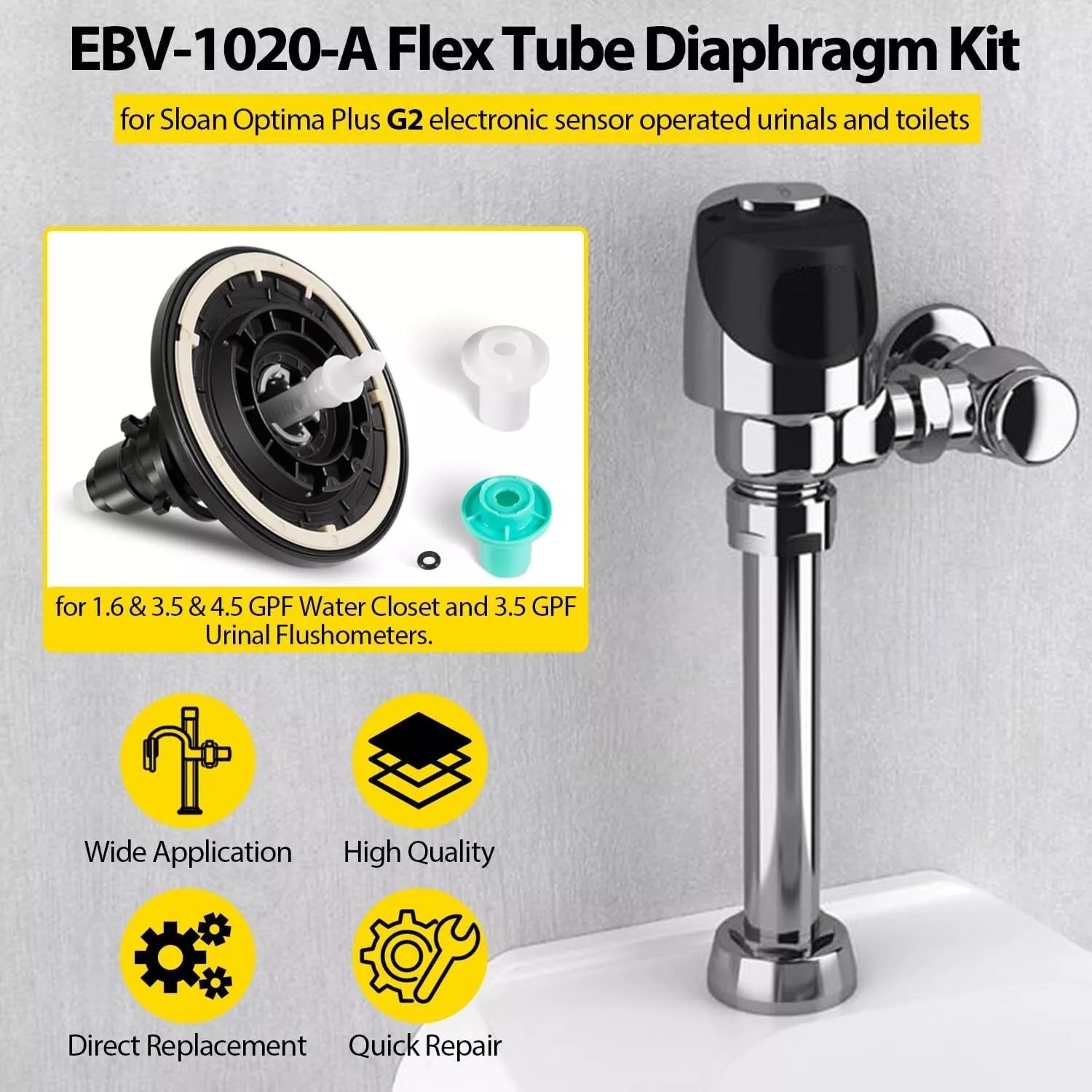 EBV-1020-A Flex Tube Diaphragm Kit for Sloan G2 Optima Plus Sensor Flushometers