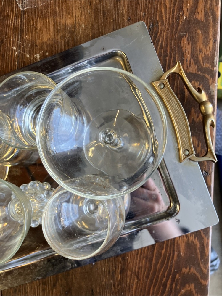 Bartender Cocktail Glasses Set With Tray Mixed Bar Glasses