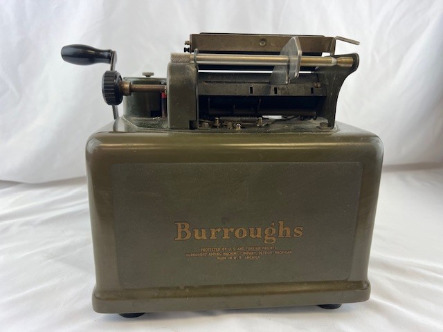 Burroughs '40s/'50s Olive Green Adding Machine UNTESTED