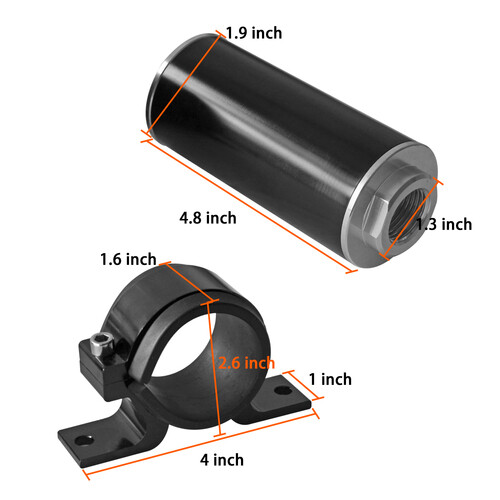 High Flow Inline Fuel Filter 100 Micron Cleanable AN6 AN8 AN10 Adapter Universal