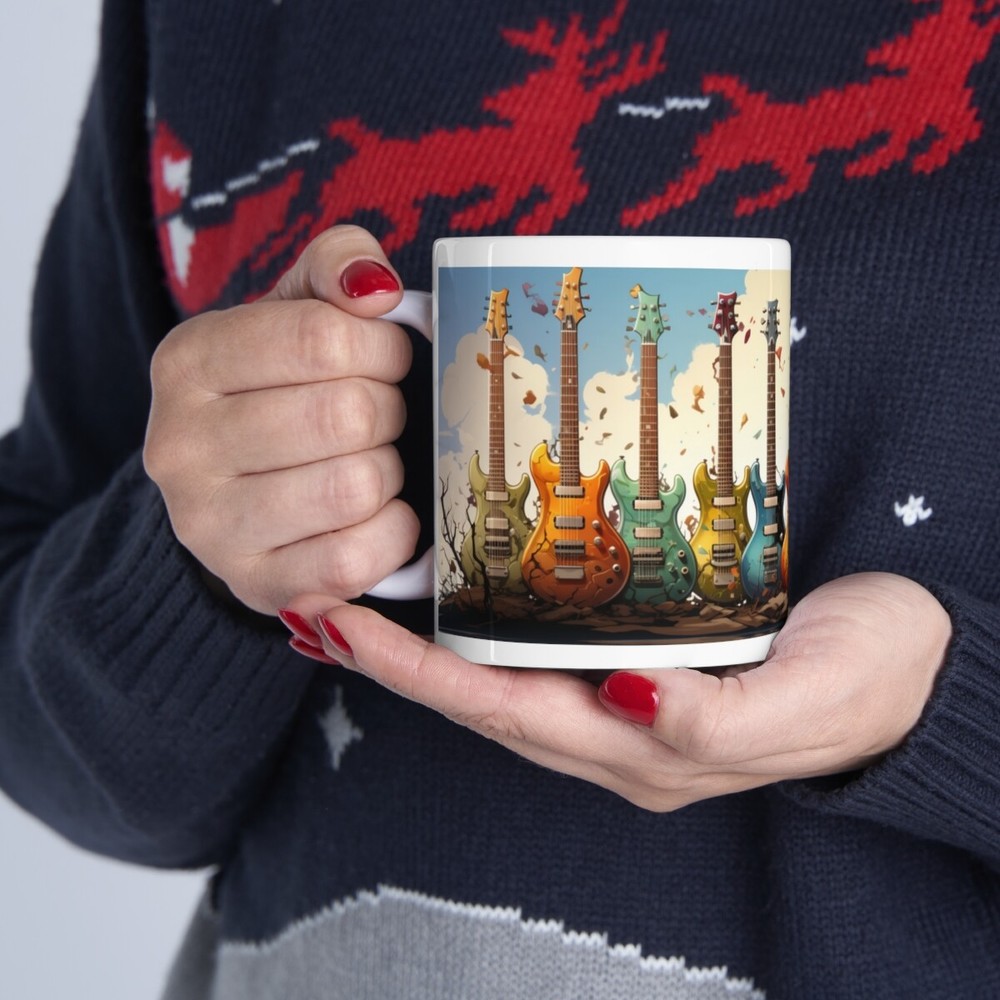 Strings & Sips: The Ultimate Guitar Lover's Mug White Ceramic Mug 11oz