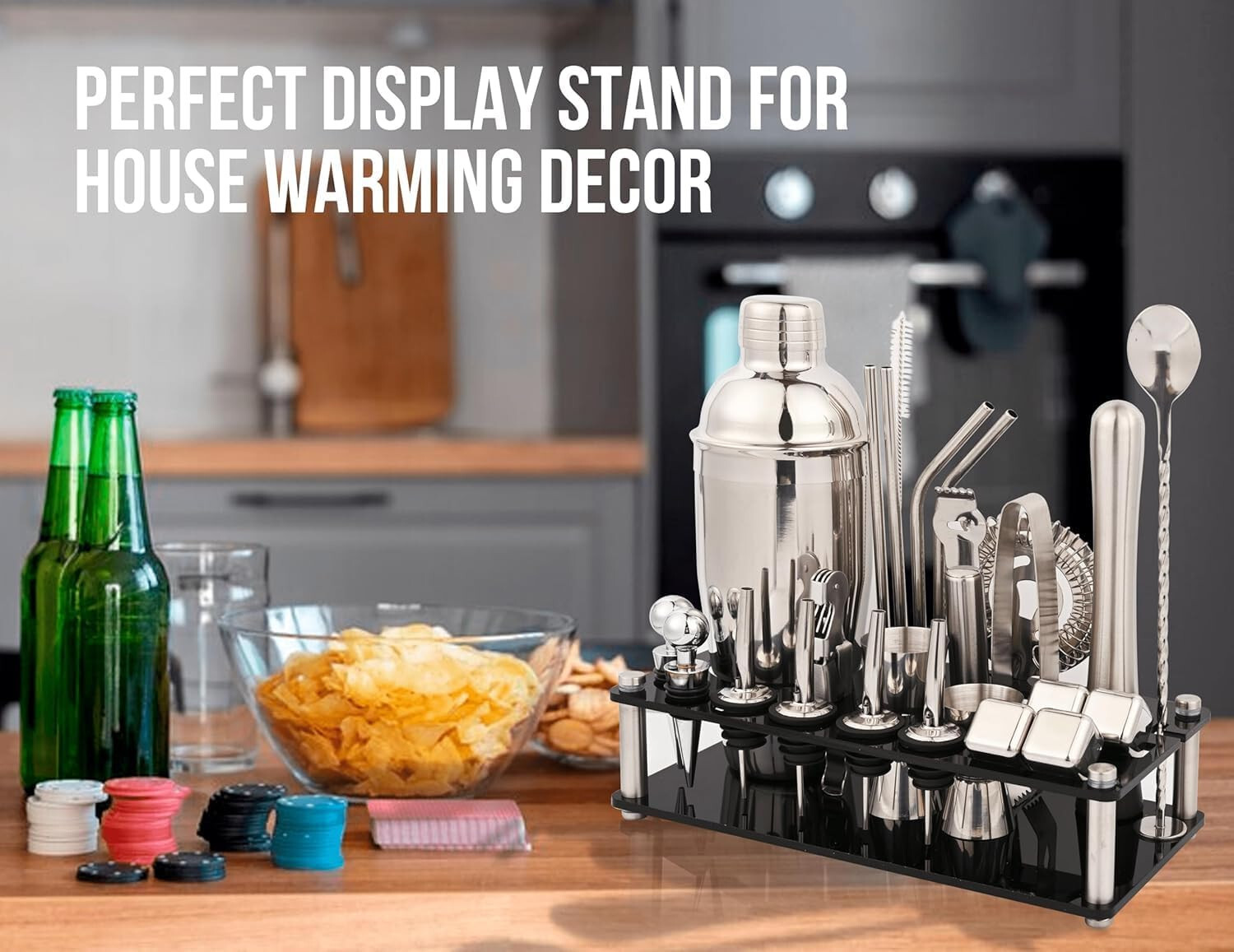 26 PC Bartender Kit Complete Cocktail Shaker Tool Set Stainless Steel with Stand