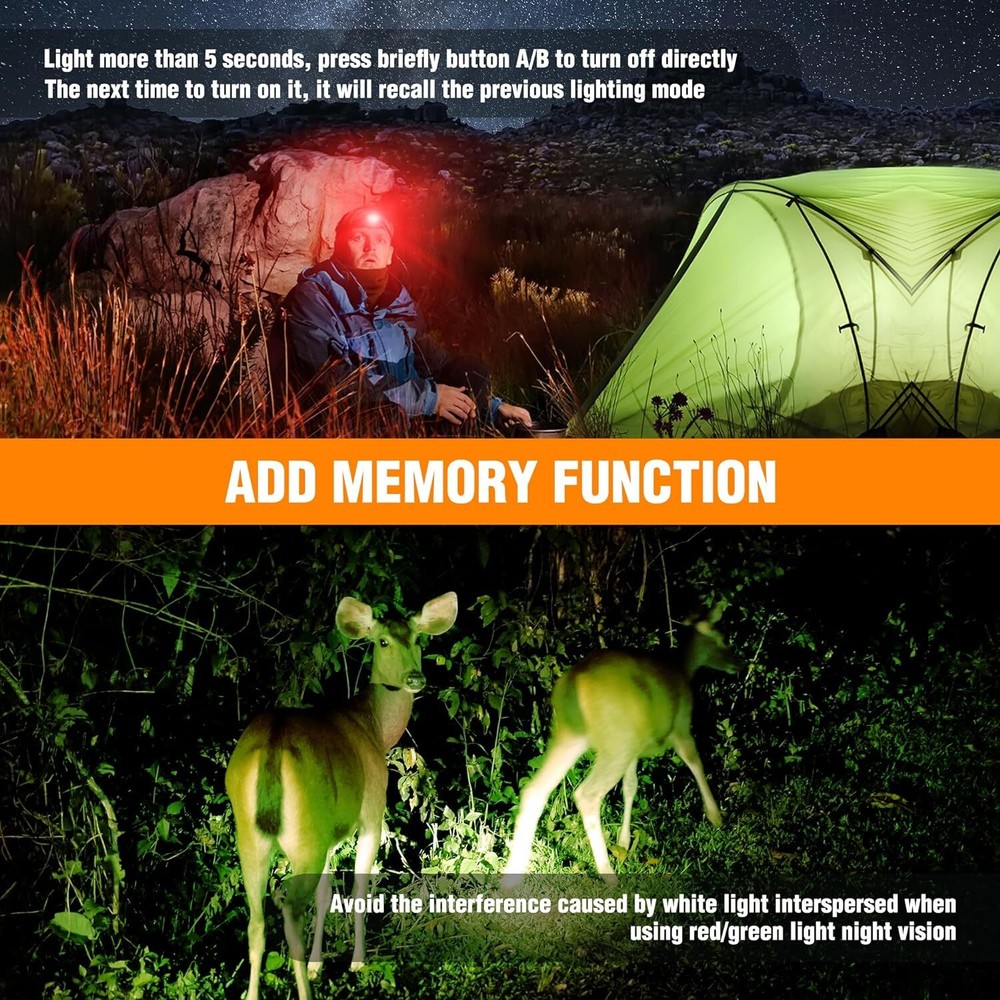 EverBrite Rechargeable Headlamp-Green 7 Modes Running 350 Lumens Memory Function