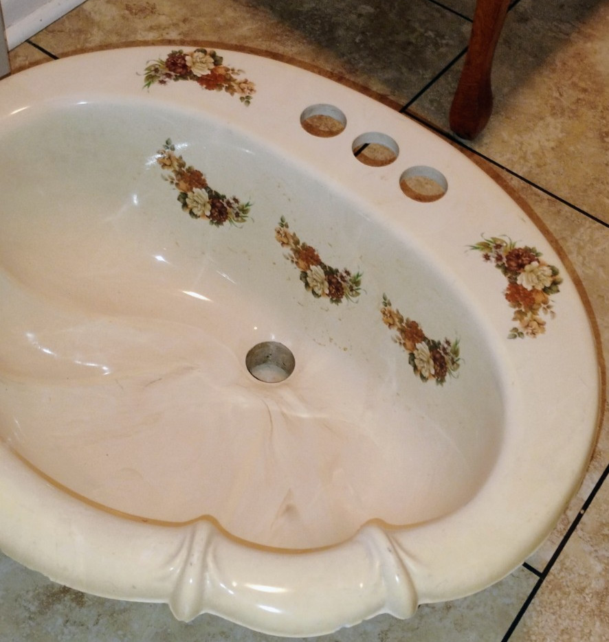 Vintage bathroom drop in sink Victorian style