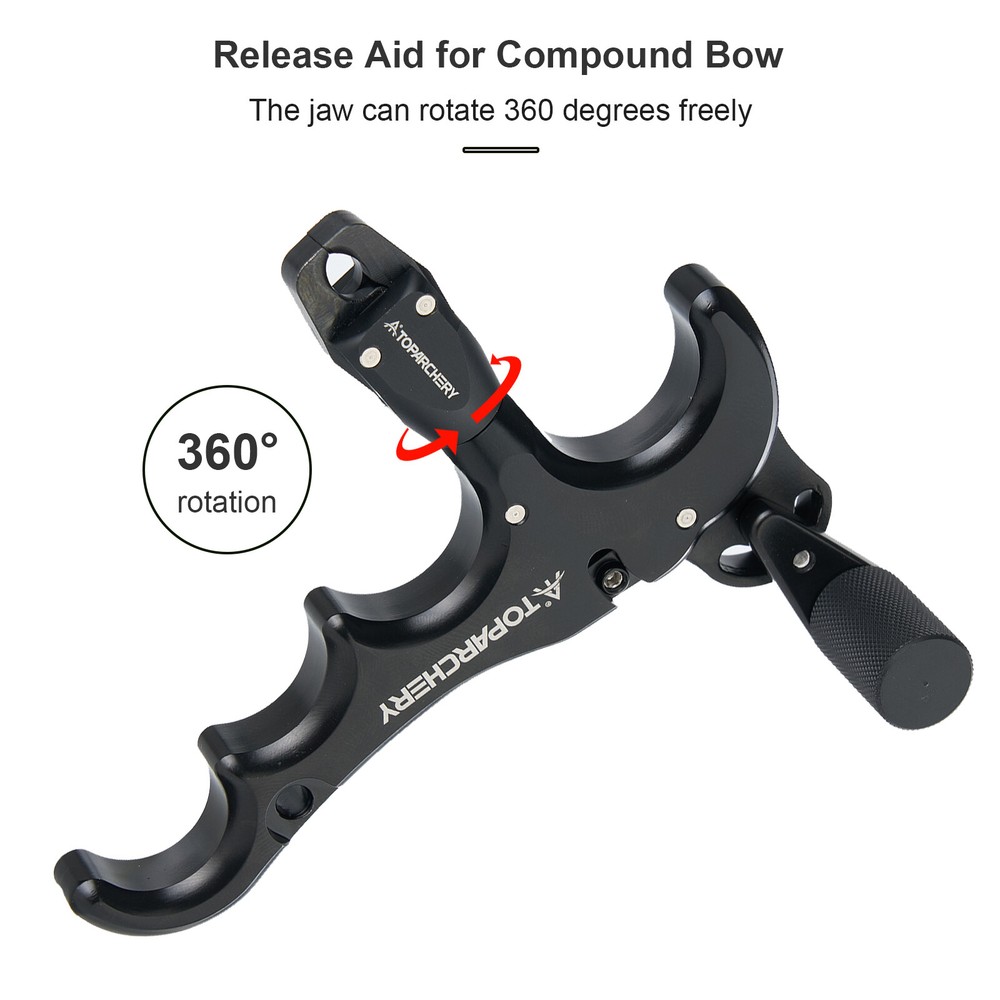 Archery Adjustable Rotate 360° Thumb Compound Bow Release Aid 4-Finger Release