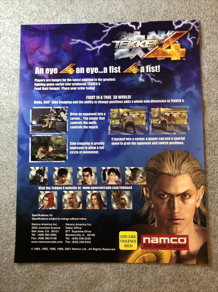 ****** Tekken 4 Video Arcade Game Flyer Coin-op ******