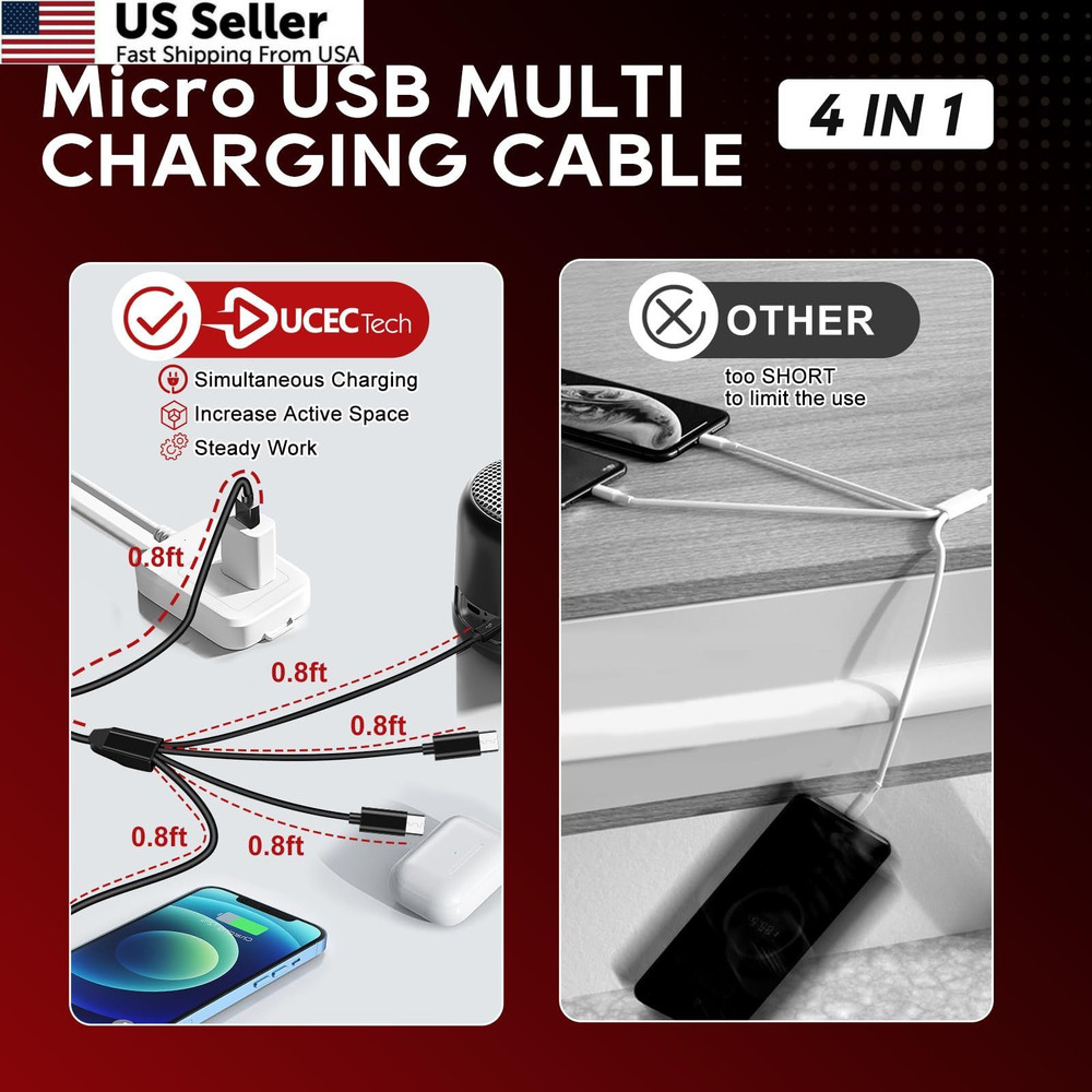 UCEC USB to Micro Splitter, 4 in 1 Charging Cable for Multiple...