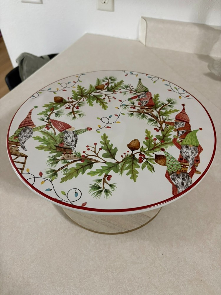 Pottery Barn forest Gnome cake stand
