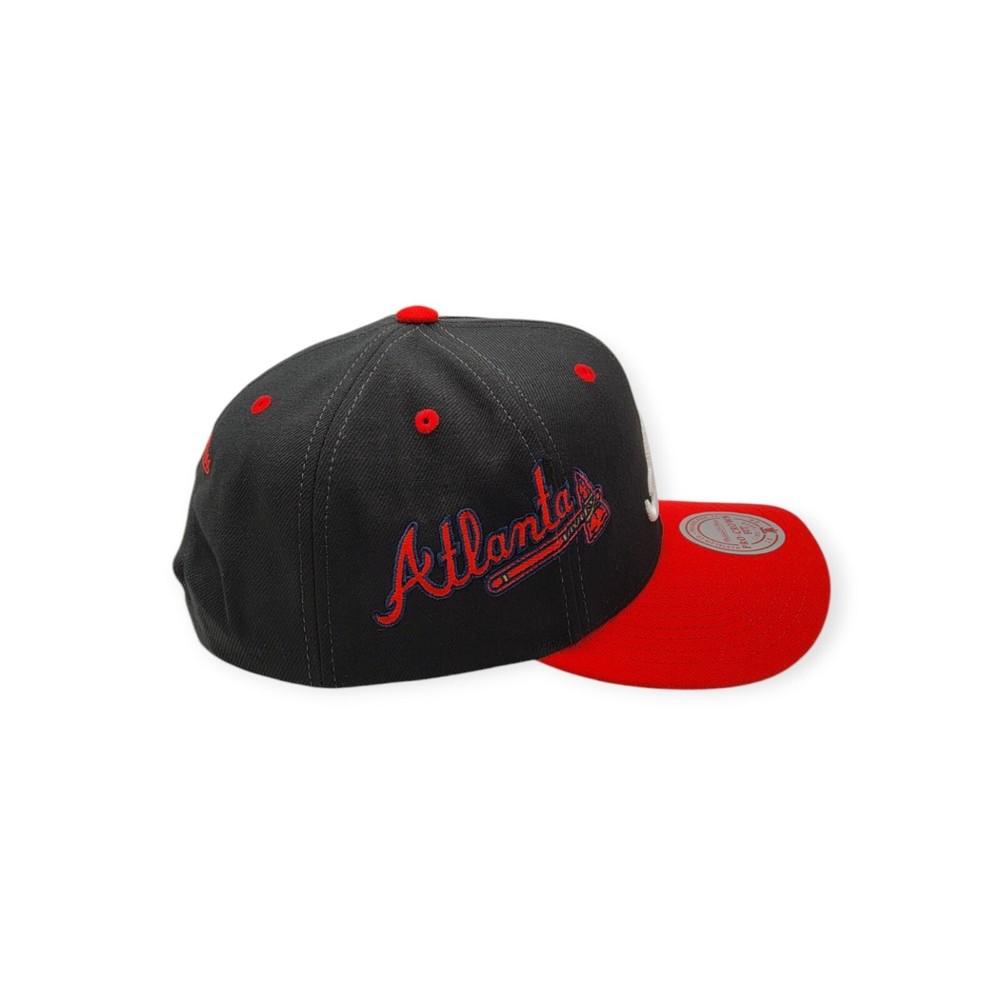 Mitchell & Ness Atlanta Braves Overbite Pro Black/Red Adjustable Snapback Hat