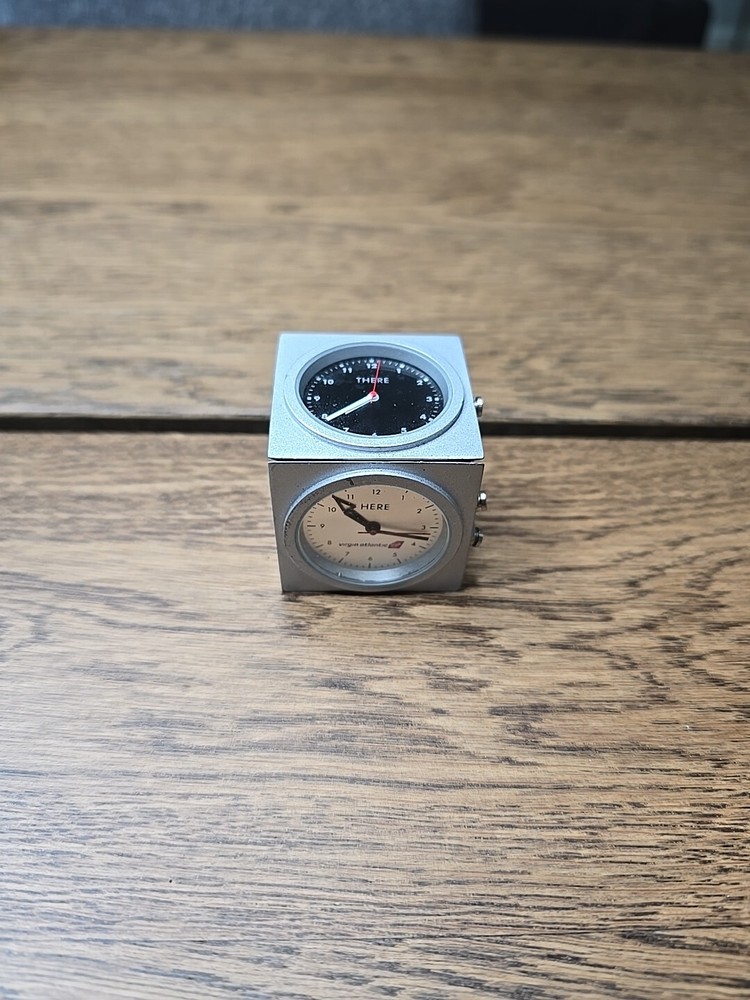Virgin Atlantic Vintage Here There Rotating Cube Desk Clock NOT WORKING