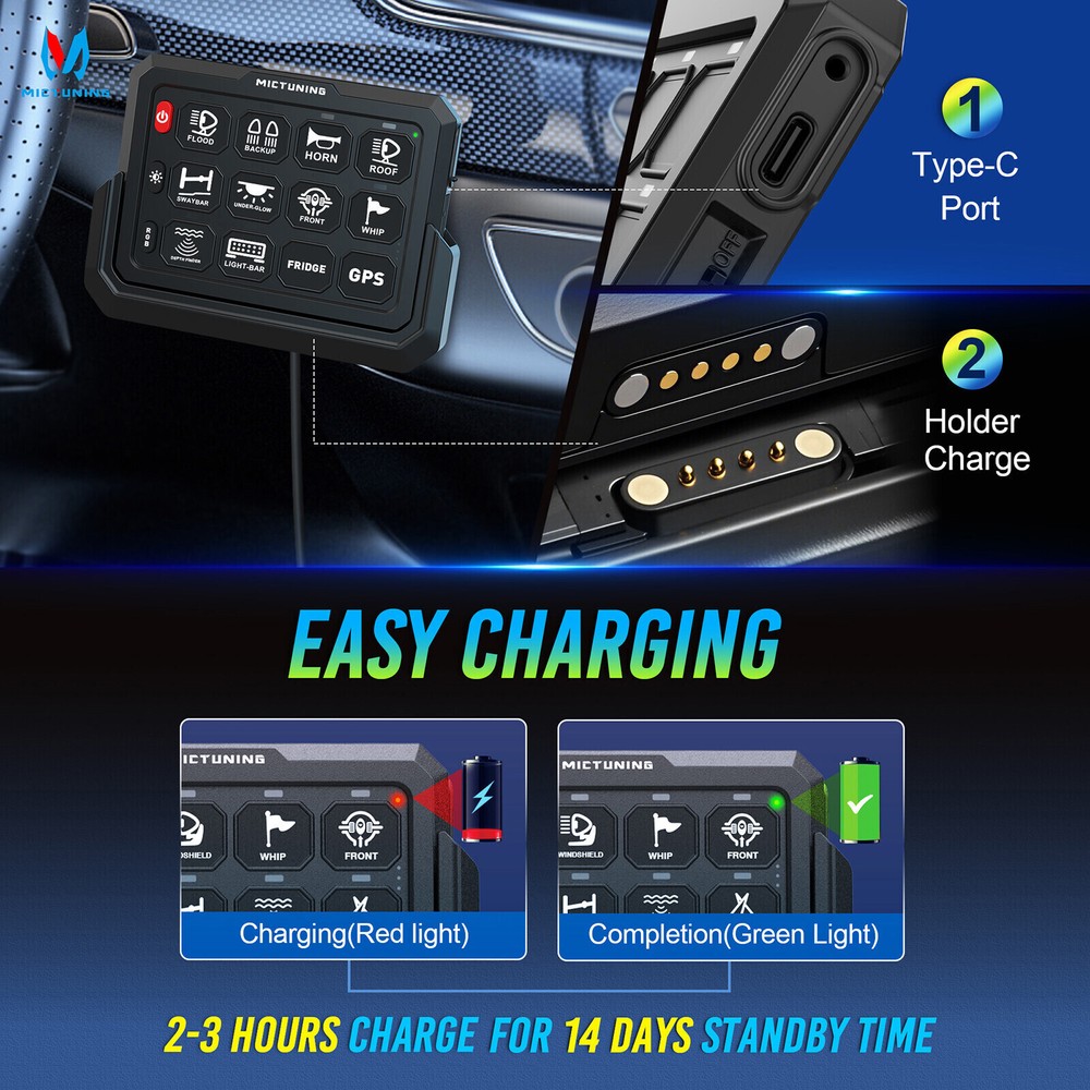 Wireless Range 328FT/164FT Switch Panel Car LED Accessories Circuit Relay System