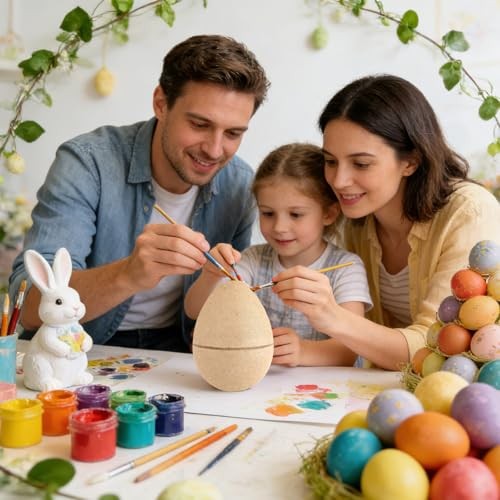 8 Pcs Large Paper Mache Easter Eggs for Crafts Fillable 4 Large Plus & 4 Large