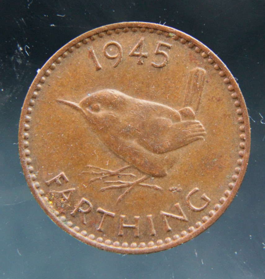 Great Britain, Farthing, 1945 bronze coin