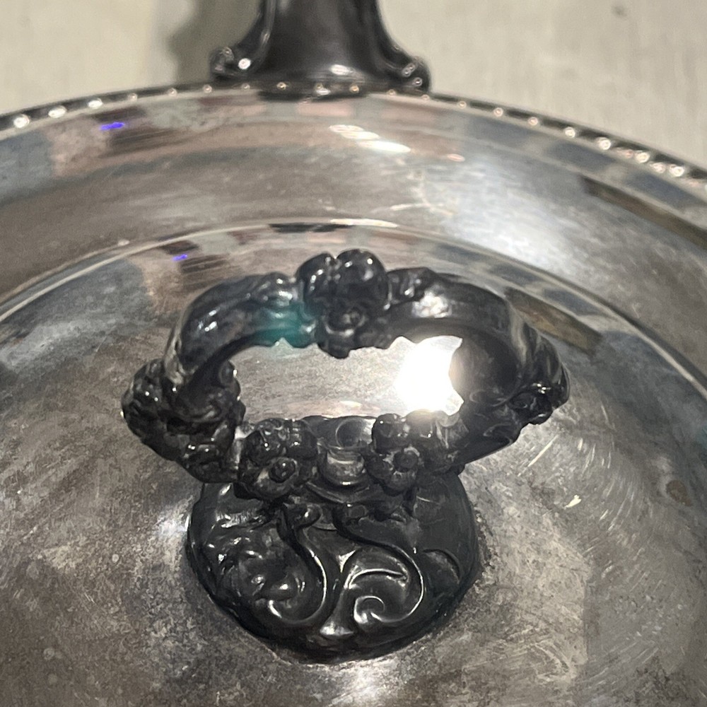 Silverplate Covered Serving Dish 3 Pc.~Pyrex Vintage Wood Handle~EUC~RARE￼