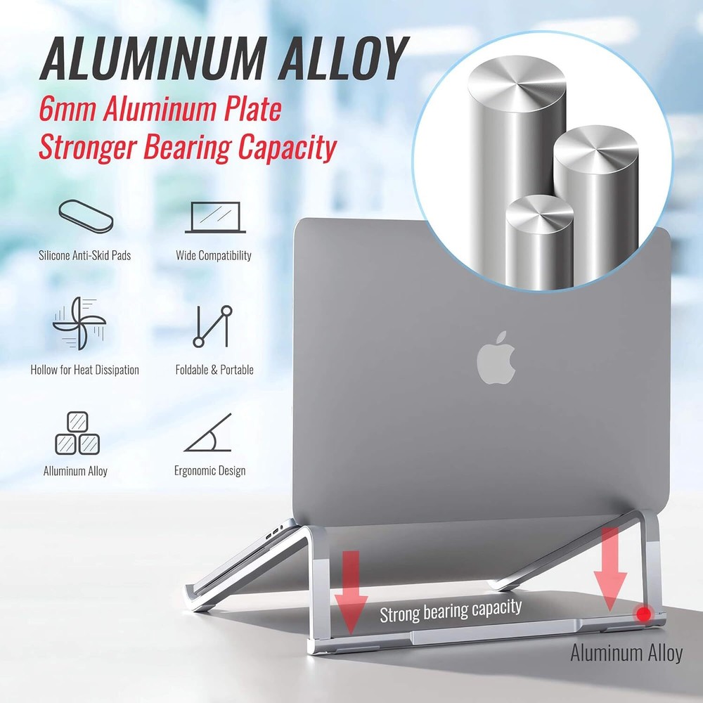 Laptop Stand for Desk, Portable Computer Laptop, Foldable Silver