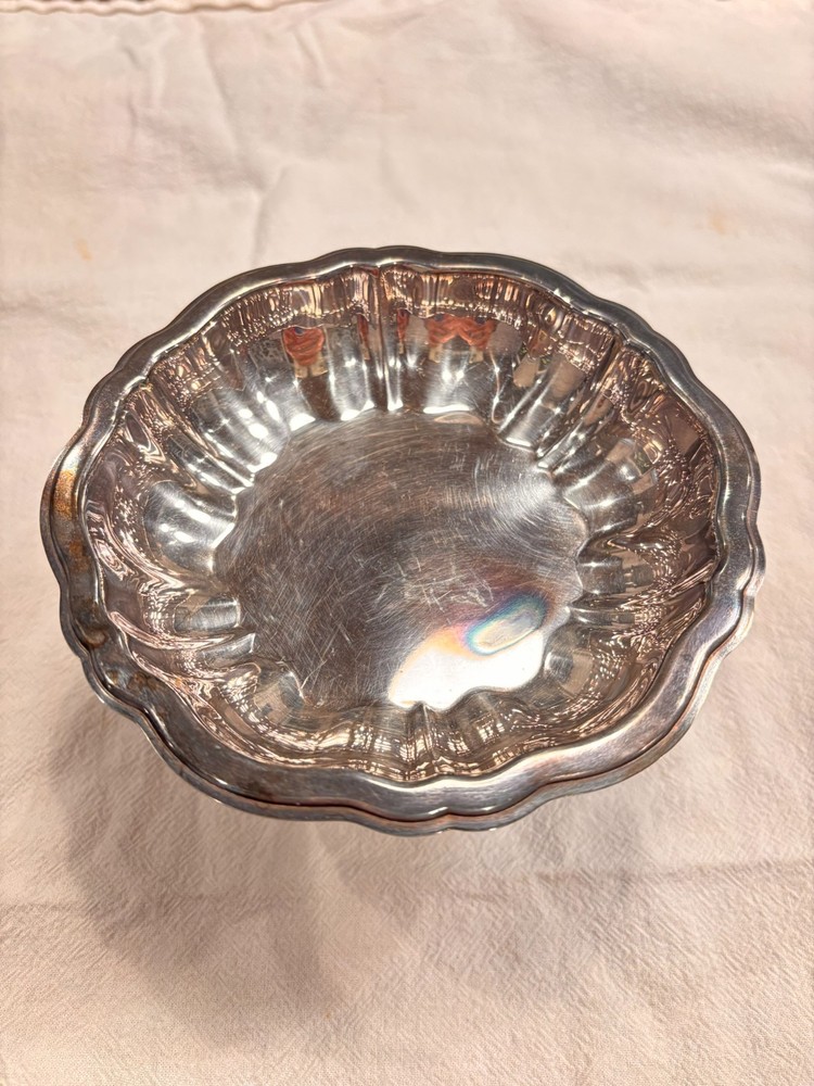 Vintage Silverplate Candy Dish with Scalloped Rim