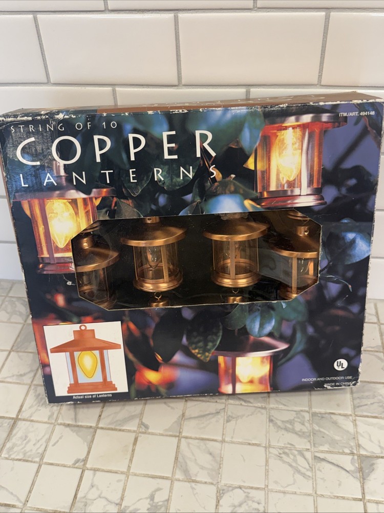 Costco Round Metallic Copper Lantern String Lights NIB