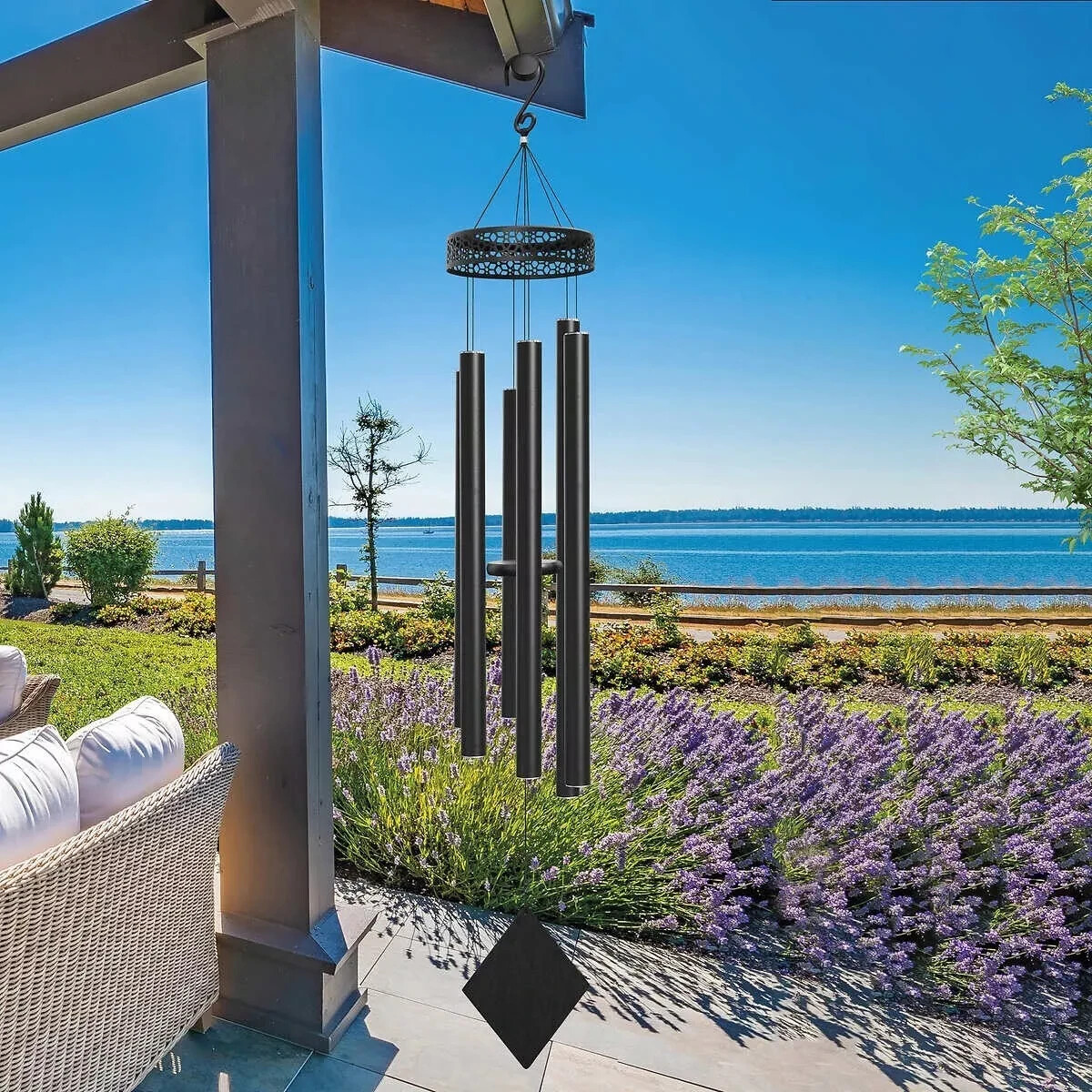 Stylecraft Harmonically Tuned Wind Chime -  Black - 8.9"X61.4" - Free Shipping