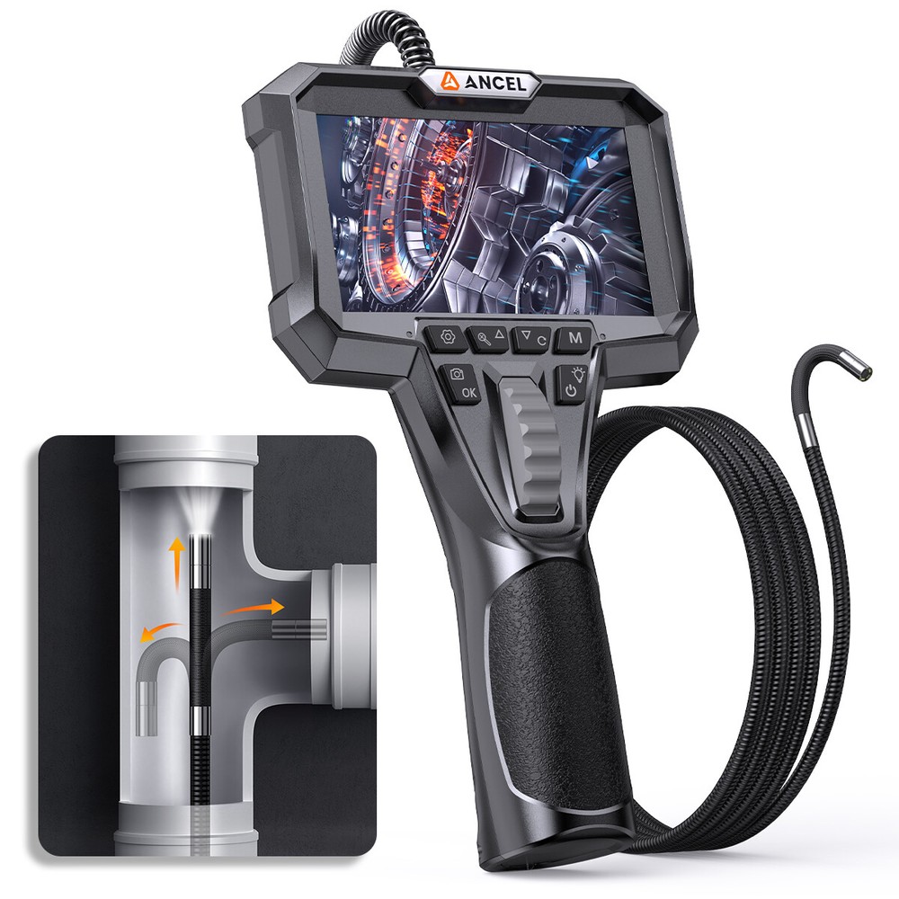 ANCEL AN301 Articulating Borescope Support Continuous Recording 6 LED Lights HD