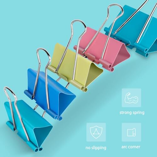 Colored Binder Clips2.4 inch, Extra Large Binder Clips for Office (8 Pcs) Jumbo