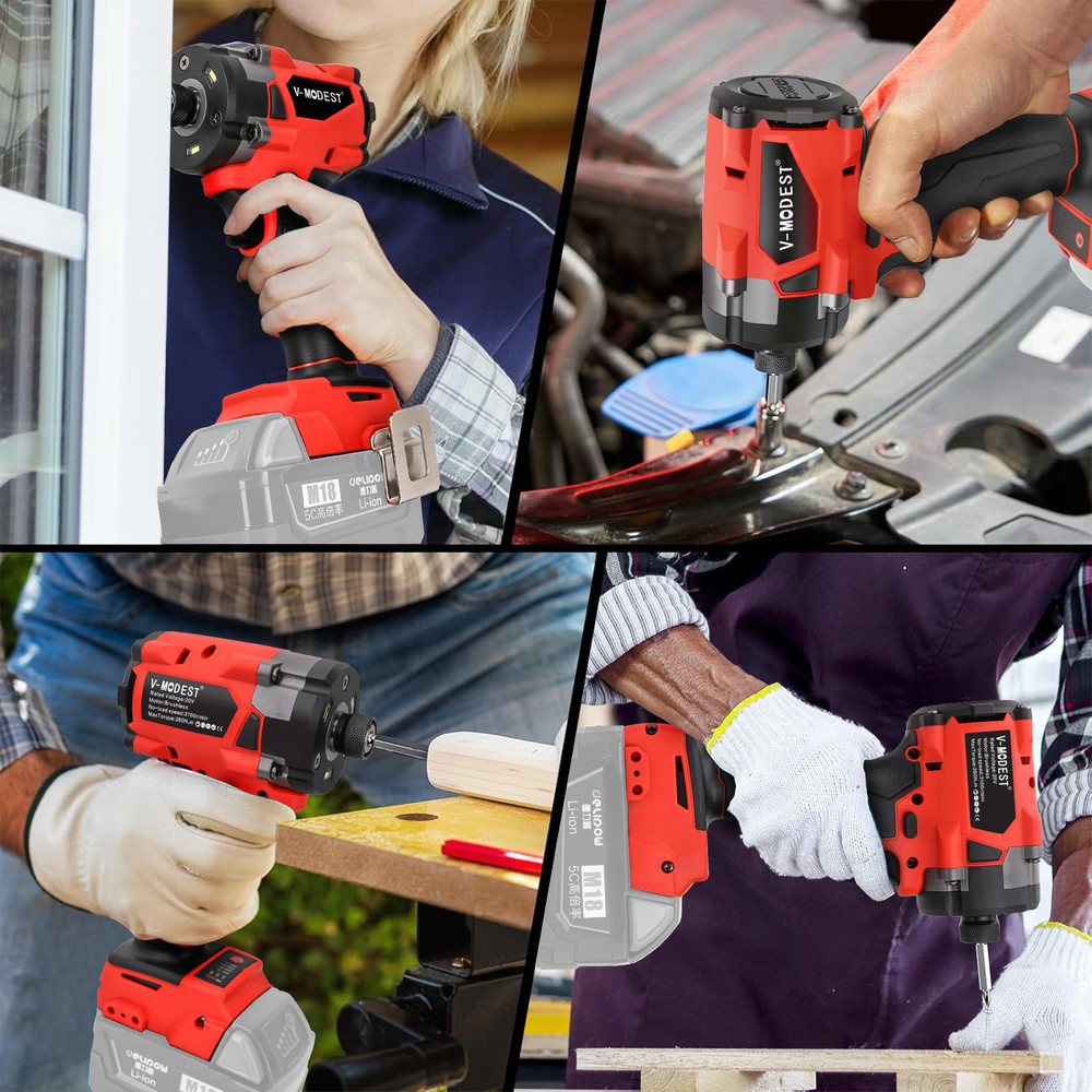 Cordless 1/4" Compact Impact Driver Compatible Milwaukee M18 Battery Bare Tool