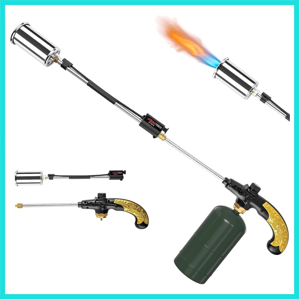 Propane Torch Weed Burner, Adjustable flame thrower with Detachable Handle, B...