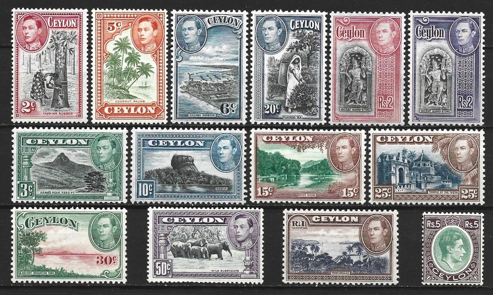 CEYLON KGV1 1938-49 SET MINT