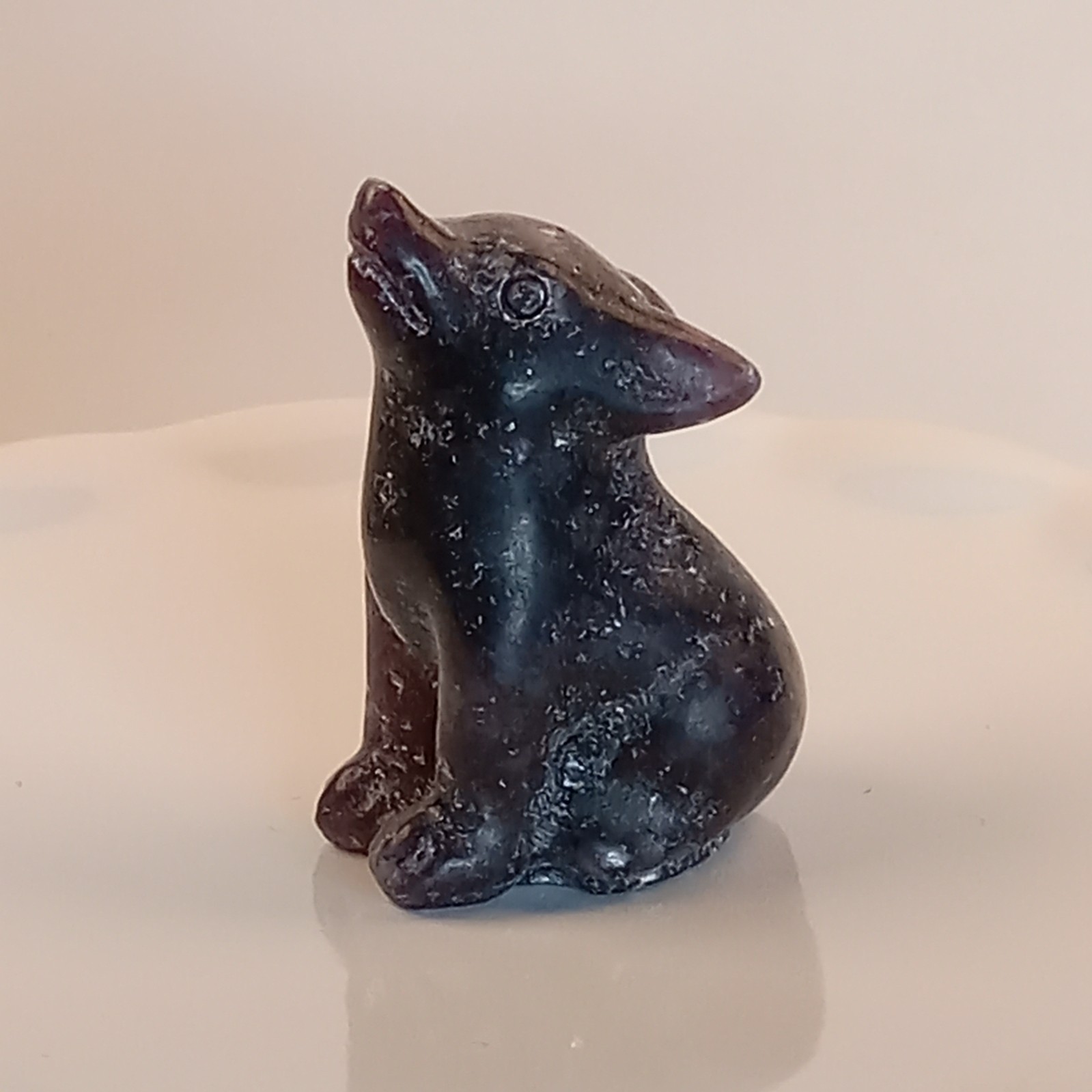 Lepidolite Crystal Wolf Carving Purple Polished Animal 27g | F37