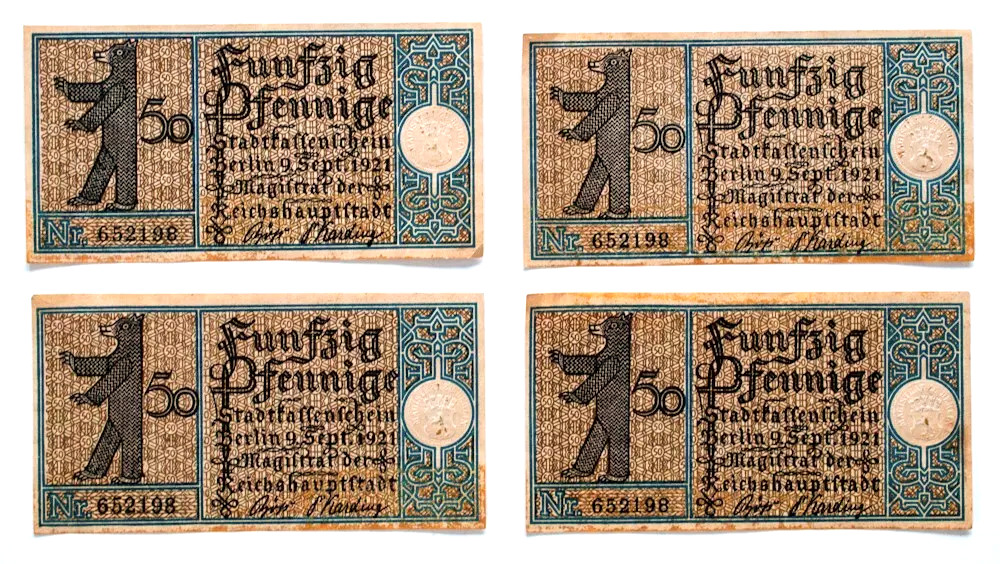 German Notgeld Four Berlin  Notes