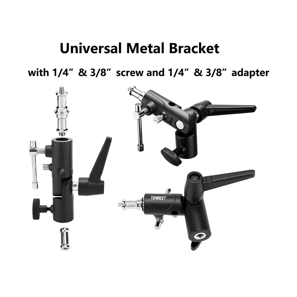 Camera Flash Bracket with Cold Shoe Mount, Solid Metal Material, Adjustable S...