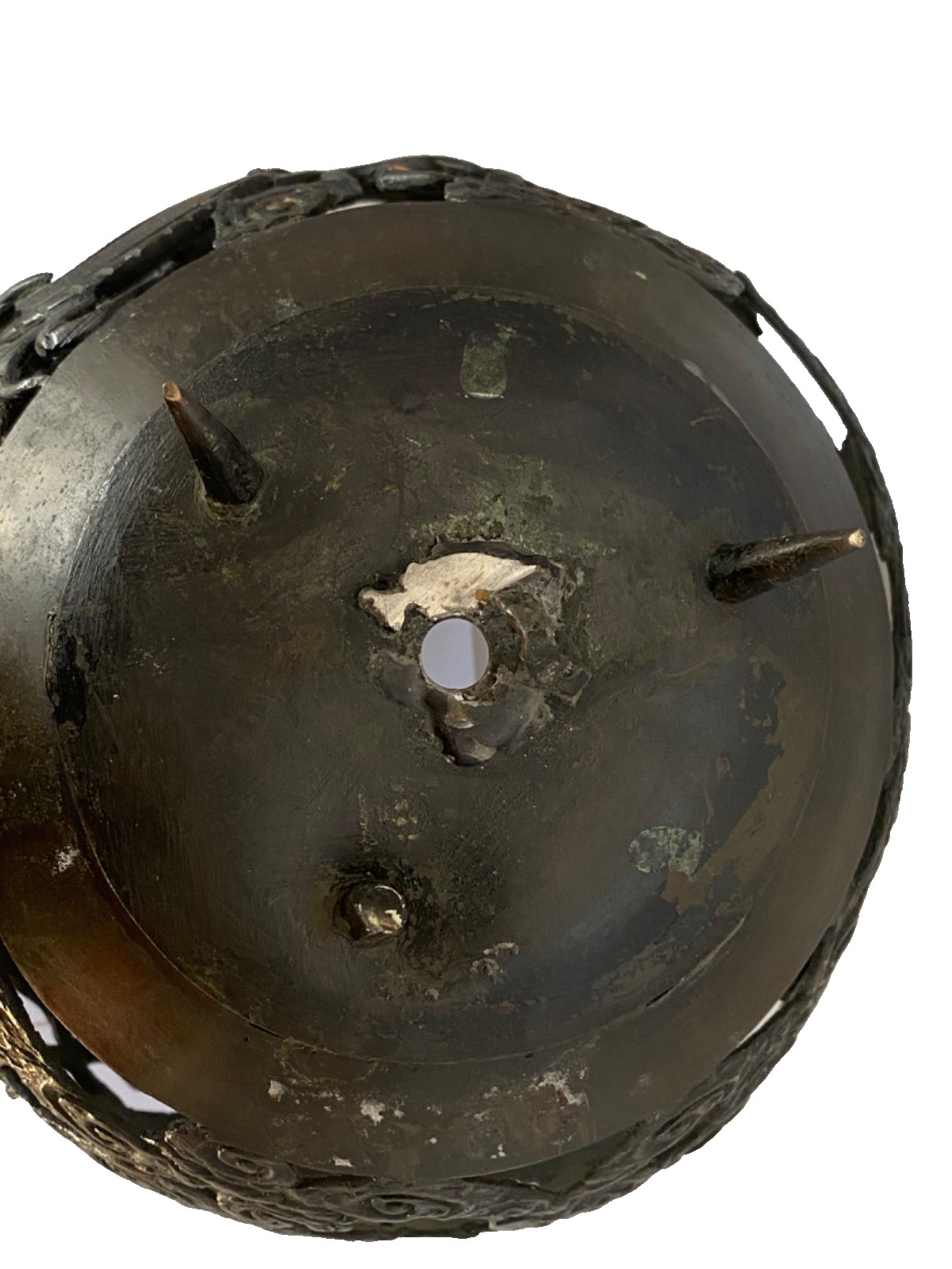 Antique Chinese Qing Dynasty Openwork Bronze with Dragon & Clouds 9” 4lbs c.1900