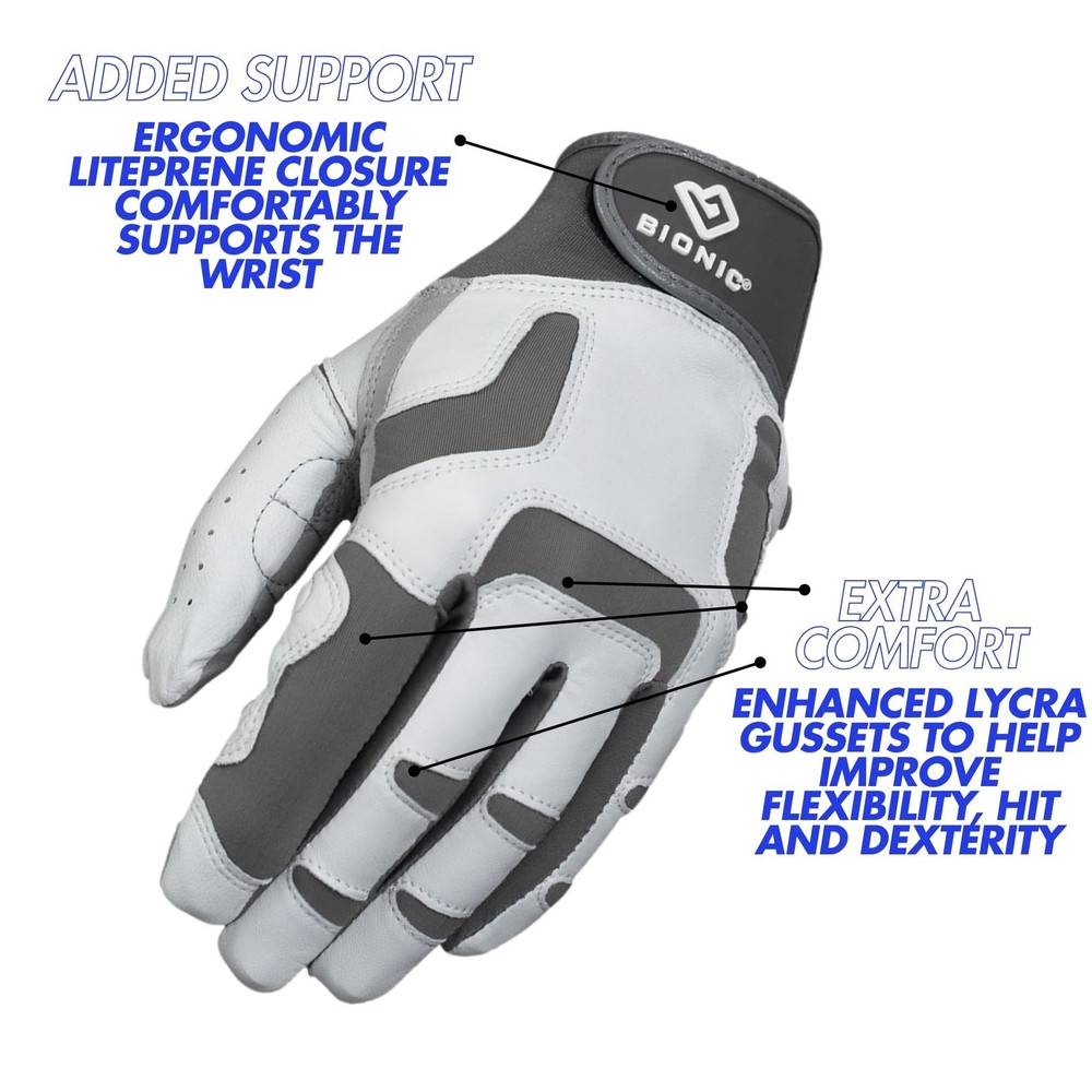 Bionic Men's ReliefGrip 2.0 Golf Glove Silver Large Left