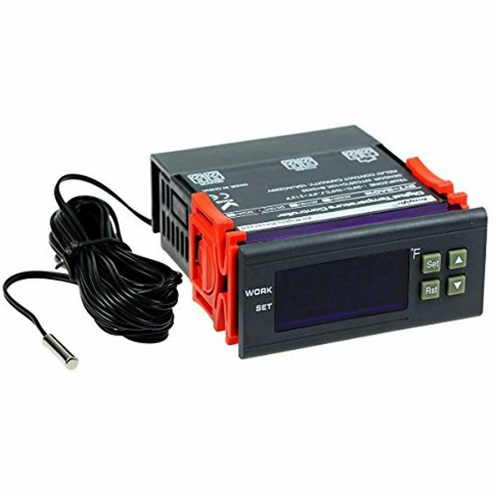 bayite DC 12V Fahrenheit Digital Temperature Controller 10A 1 Relay with NTC ...