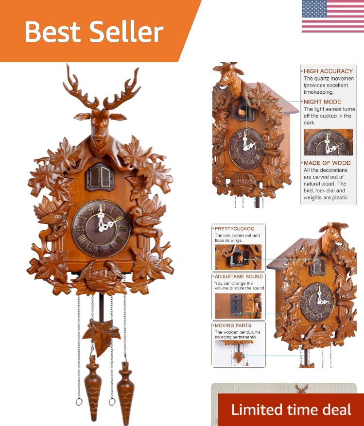 Large Handcrafted Wood Cuckoo Clock MX015-2