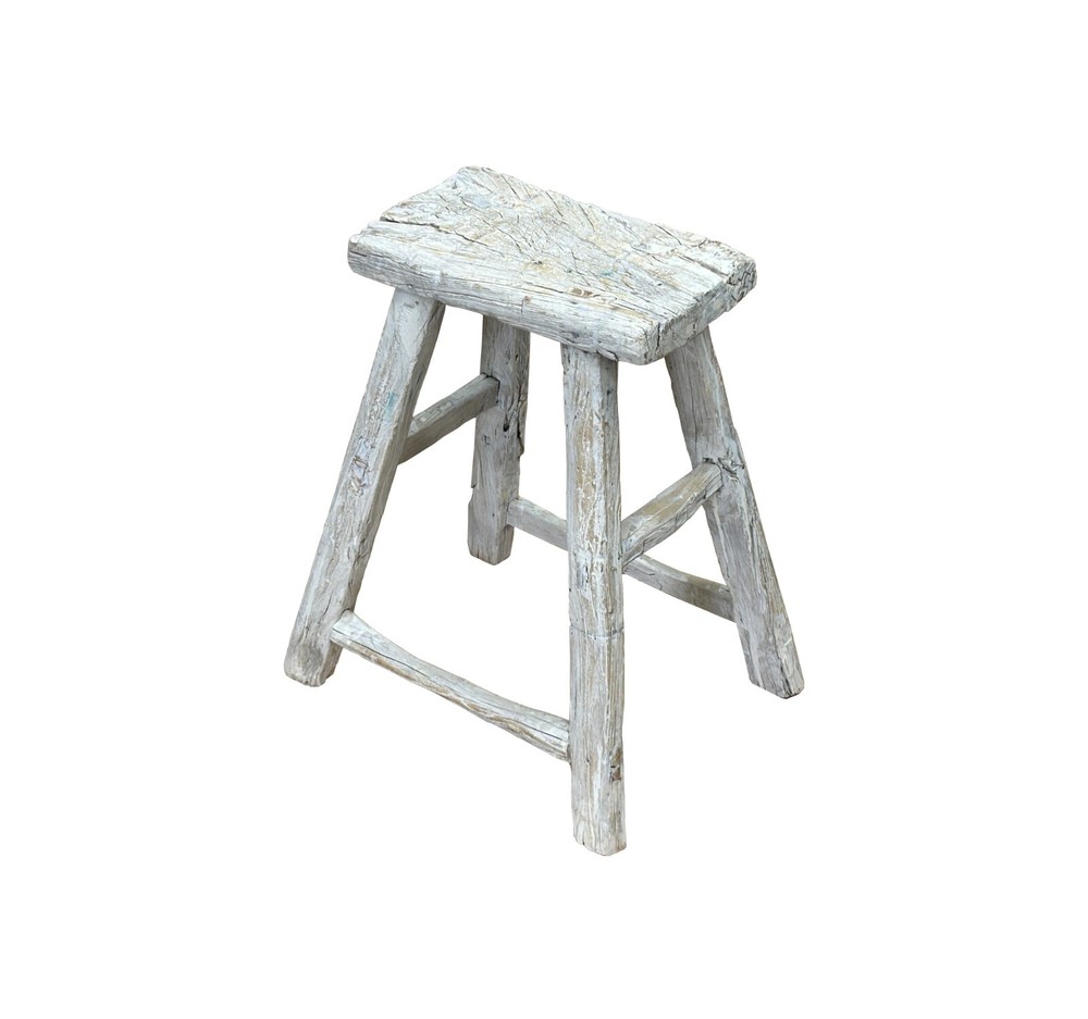 Rustic Raw Rough Wood Grain Rectangle Slim Stool Bench Side Table ws4594
