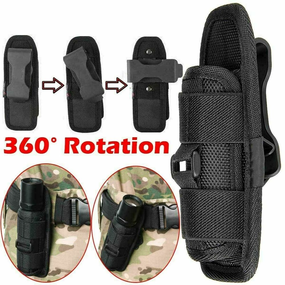 Tactical Molle Flashlight Holder Nylon Belt Holster Flashlight Torch Case Pouch