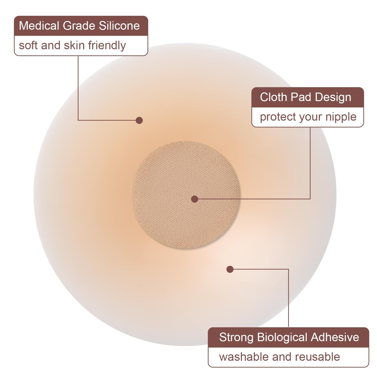 Ultra-thin Nipple Covers for Women - 2 Pairs Sticky Silicone - M (fits A-C cups)