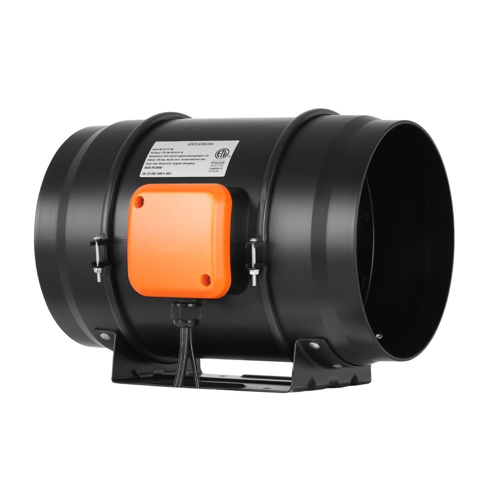 8-in Inline Duct Fan, 750 CFM, Variable Speed, 38dB Quiet AC Motor