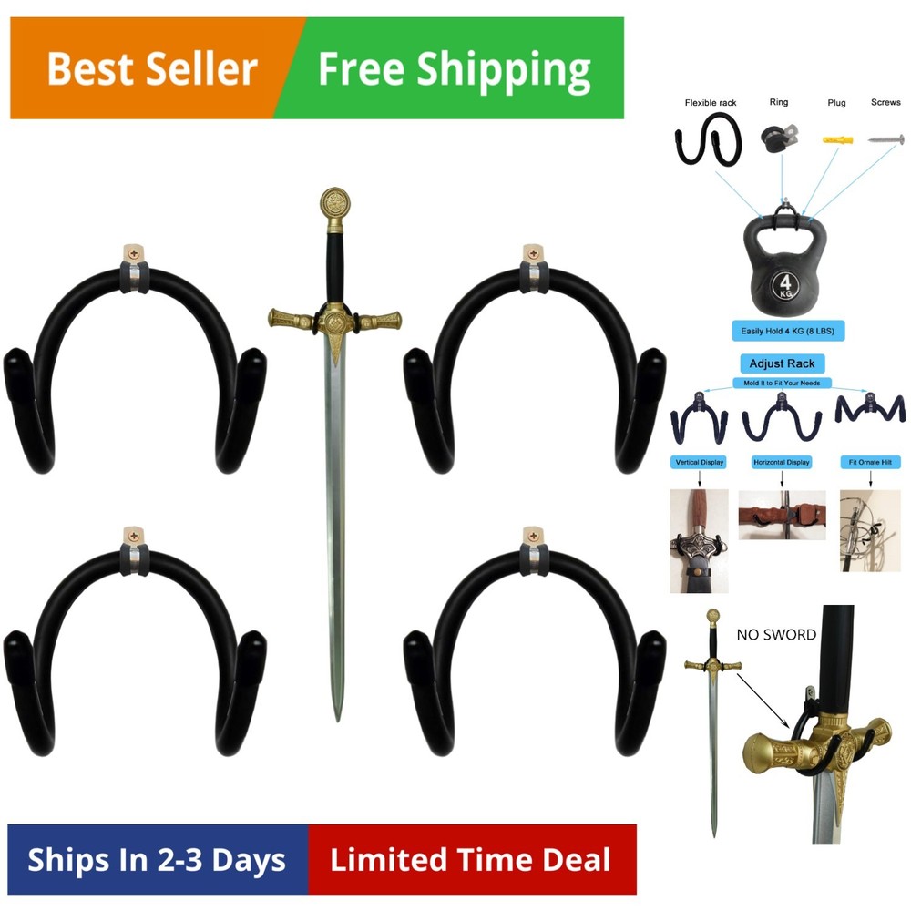 MINI Adjustable Sword , Wall Hook Display Hanger Wall Mount for Sword ,Dagger...