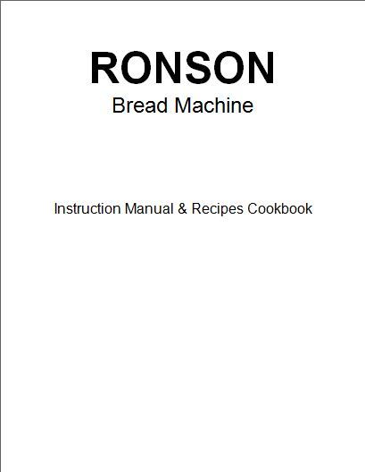 Ronson Bread Machine Manual 9110 9112